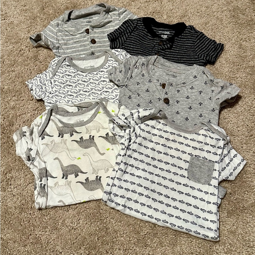 Set of (6) 3-6 month Carters onesies
